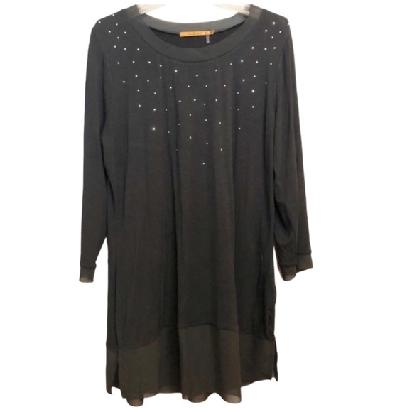 Belldini Tops - Belldini Black Shirt Oversized Sheer Edging Sz M